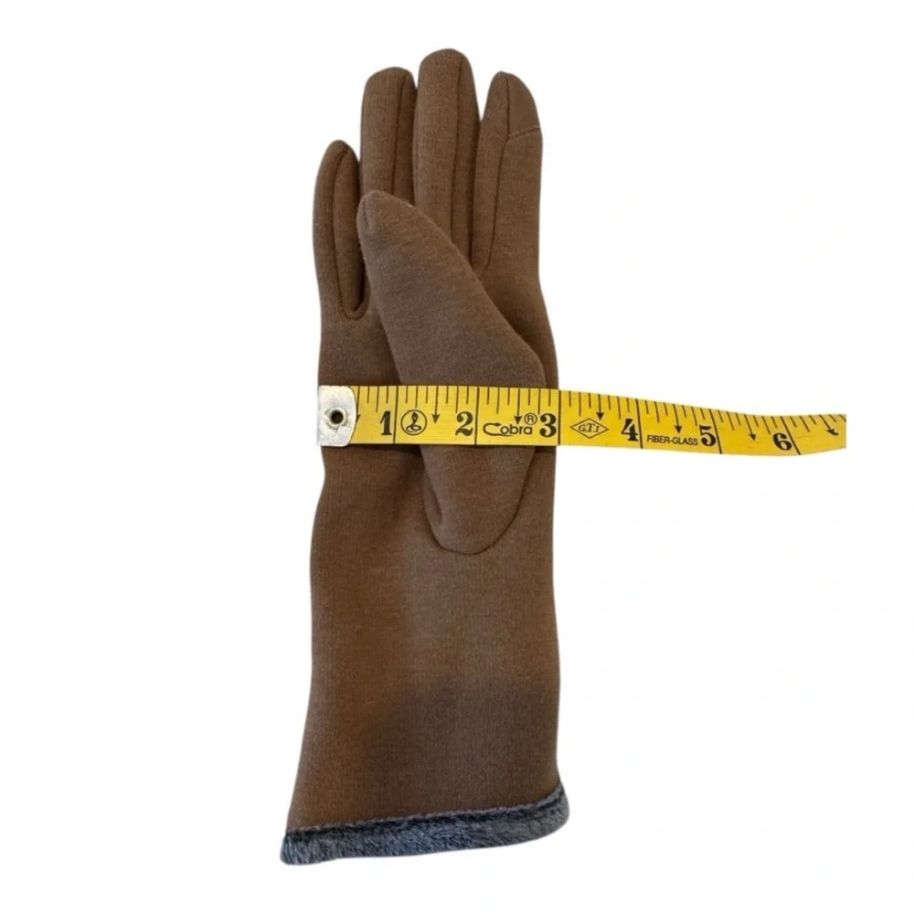 UGG Chestnut Brown Faux-Fur Trim Button Gloves